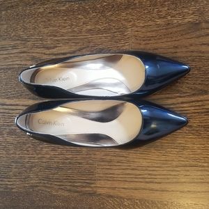 Calvin Klein Navy Blue patent leather wedges